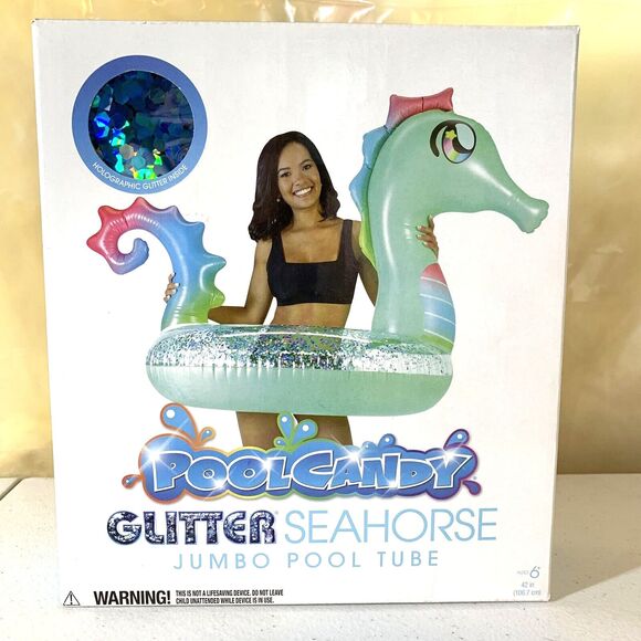 Pool Float Seahorse Jumbo 42 inches Candy Glitter - Picture 1 of 2